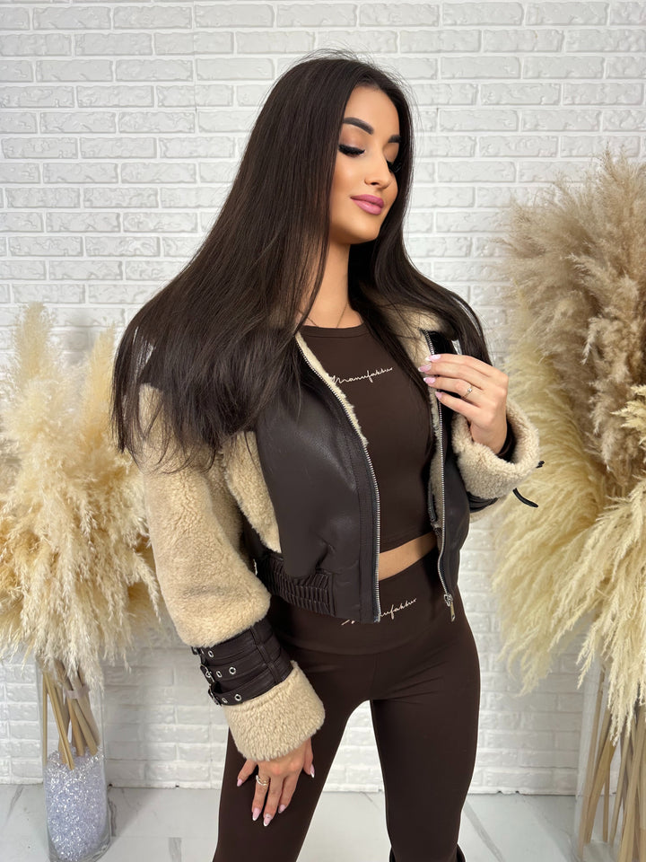 Kurtka LORENZ - jesienny kożuszek, bomberka z kapturem