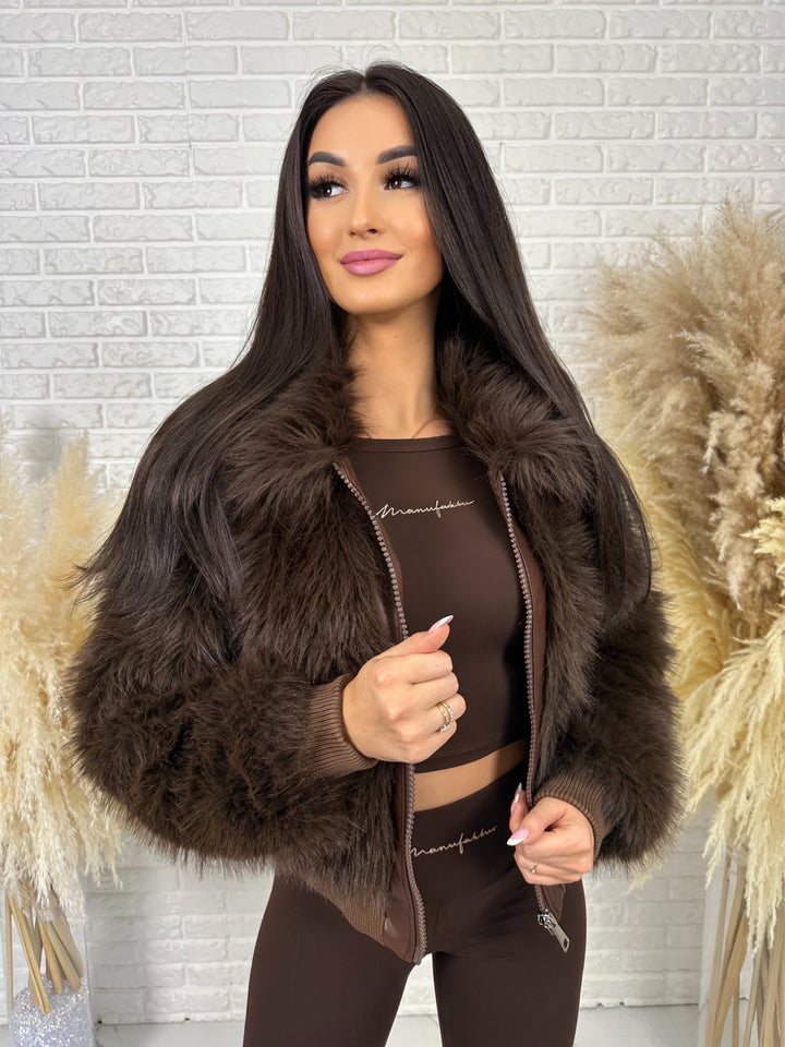 Kurtka NORDELLA - jesienne futerko ekologiczne ze ściągazami