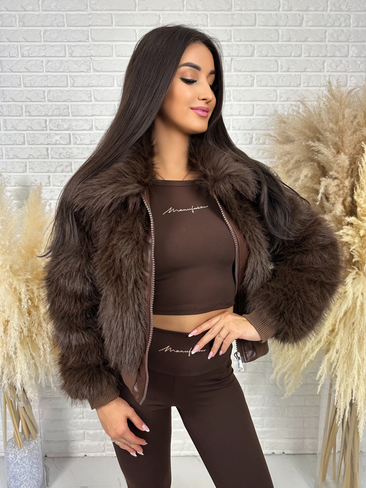 Kurtka NORDELLA - jesienne futerko ekologiczne ze ściągazami