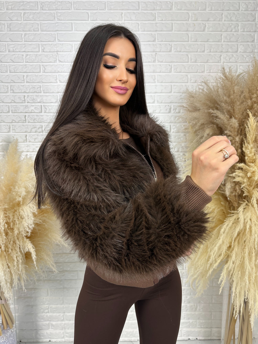 Kurtka NORDELLA - jesienne futerko ekologiczne ze ściągazami