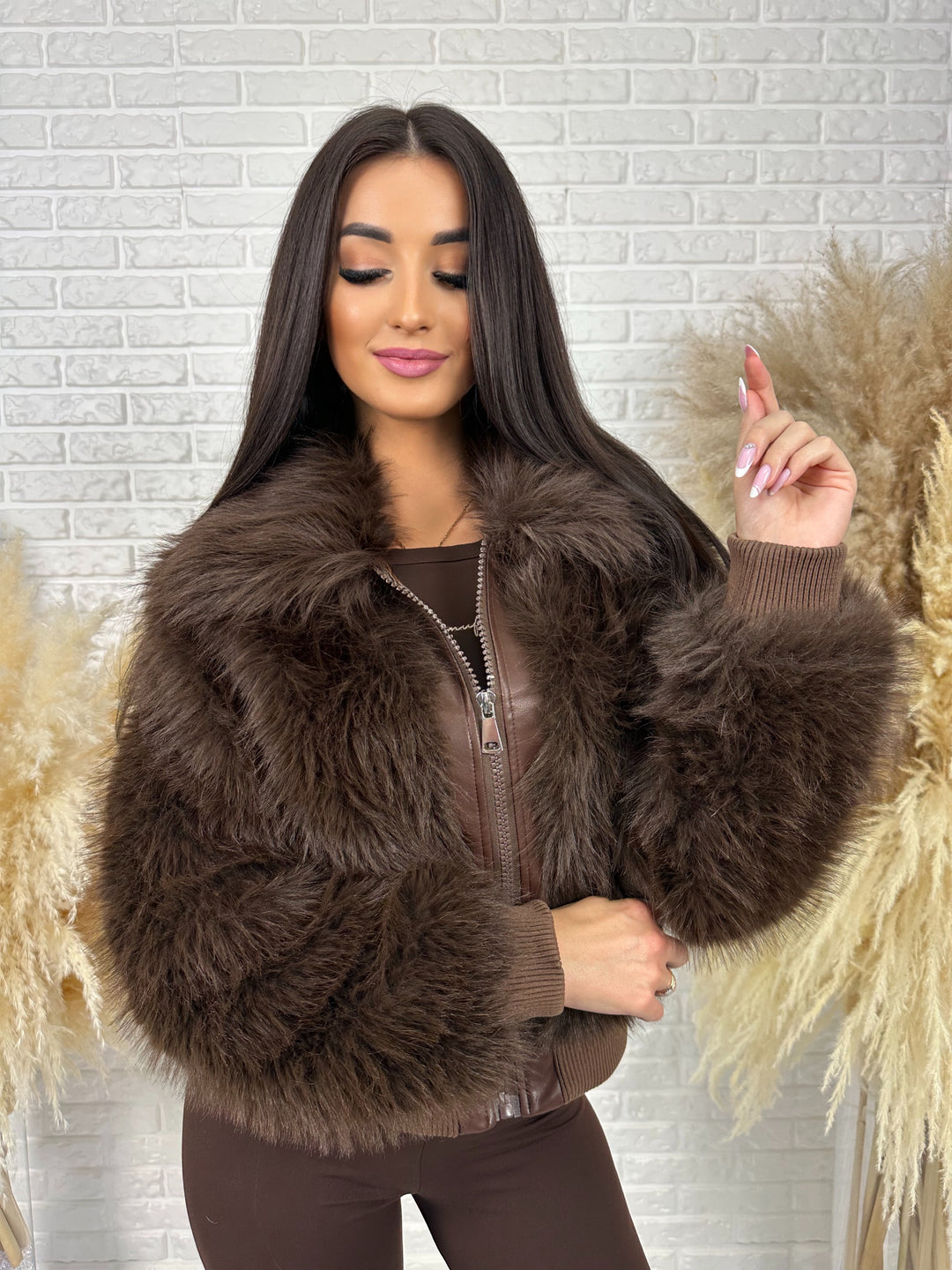 Kurtka NORDELLA - jesienne futerko ekologiczne ze ściągazami