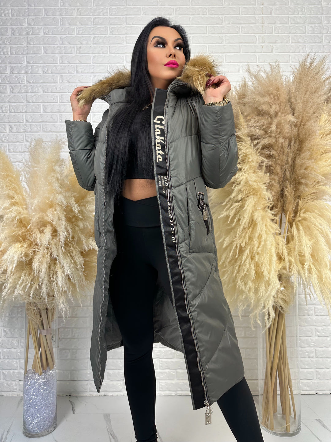 Kurtka MESA - długa zimowa kurtka, kaptur z futerkiem