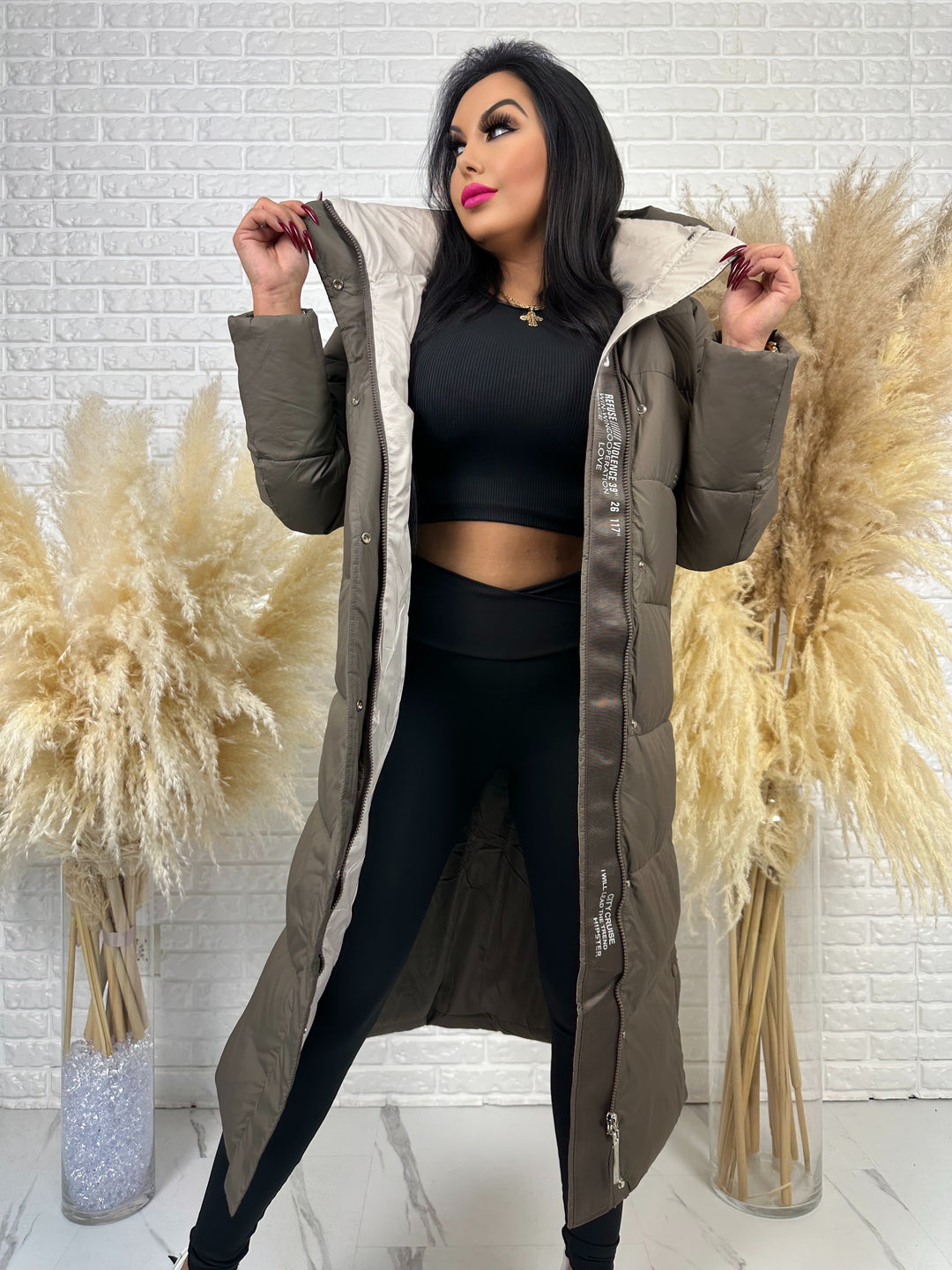 Kurtka zimowa BIANCA - długa, bardzo ciepła, pikowana z kapturem