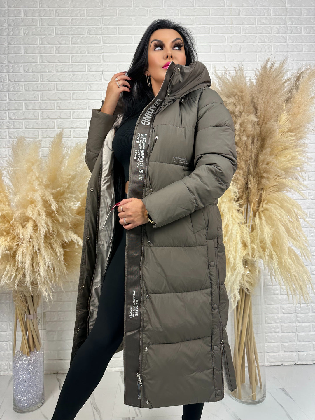 Kurtka zimowa BIANCA - długa, bardzo ciepła, pikowana z kapturem