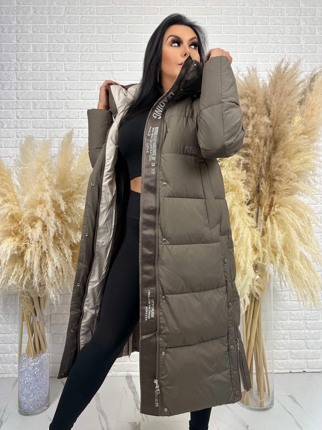 Kurtka zimowa BIANCA - długa, bardzo ciepła, pikowana z kapturem