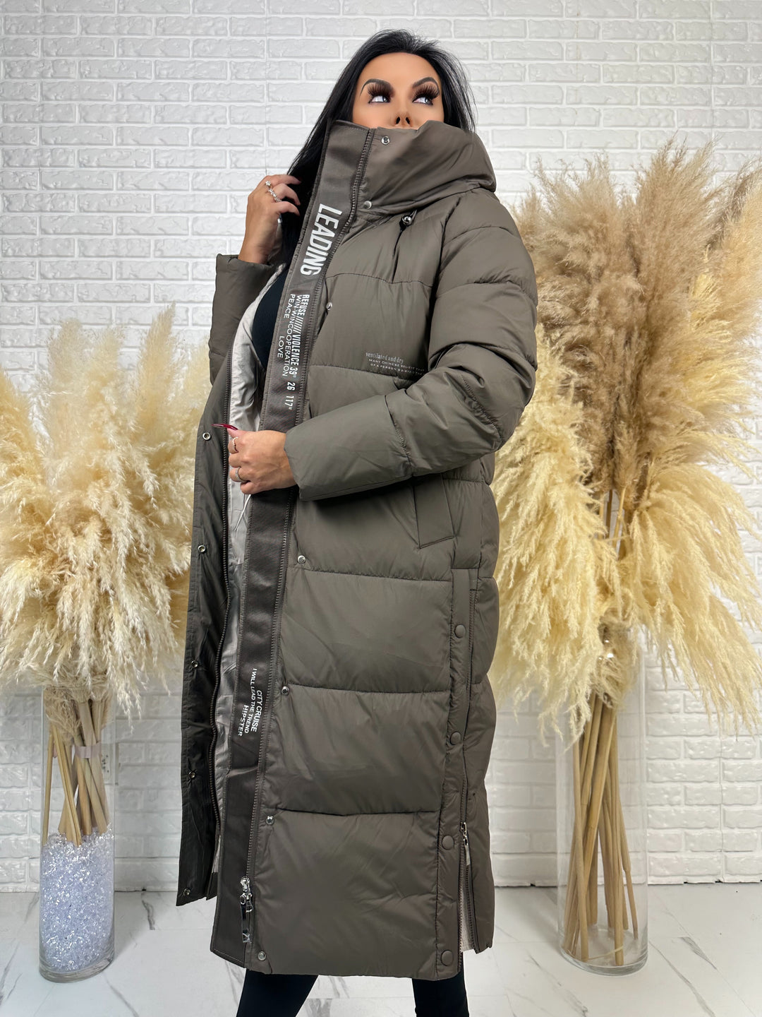 Kurtka zimowa BIANCA - długa, bardzo ciepła, pikowana z kapturem