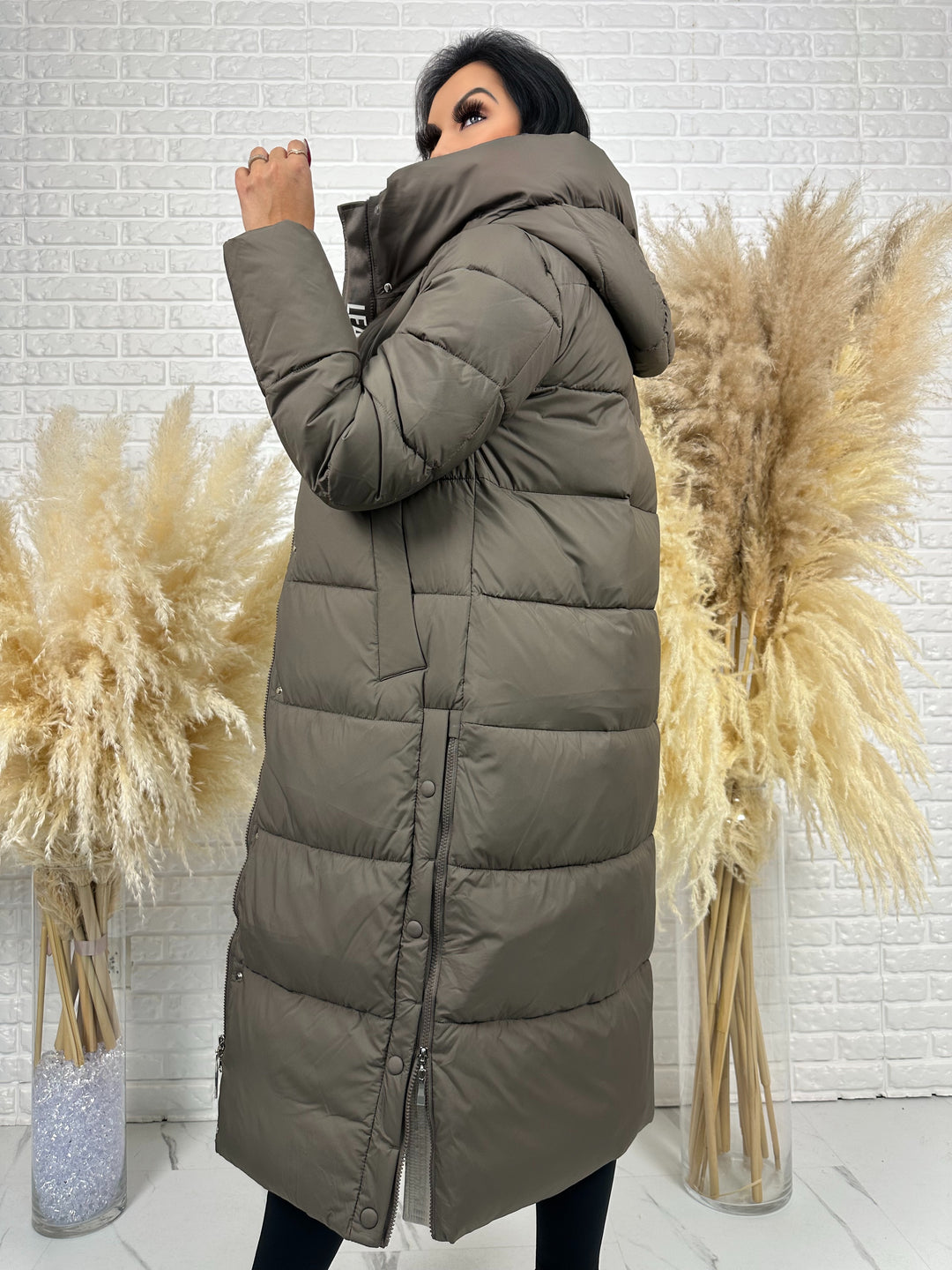 Kurtka zimowa BIANCA - długa, bardzo ciepła, pikowana z kapturem