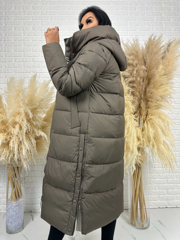 Kurtka zimowa BIANCA - długa, bardzo ciepła, pikowana z kapturem
