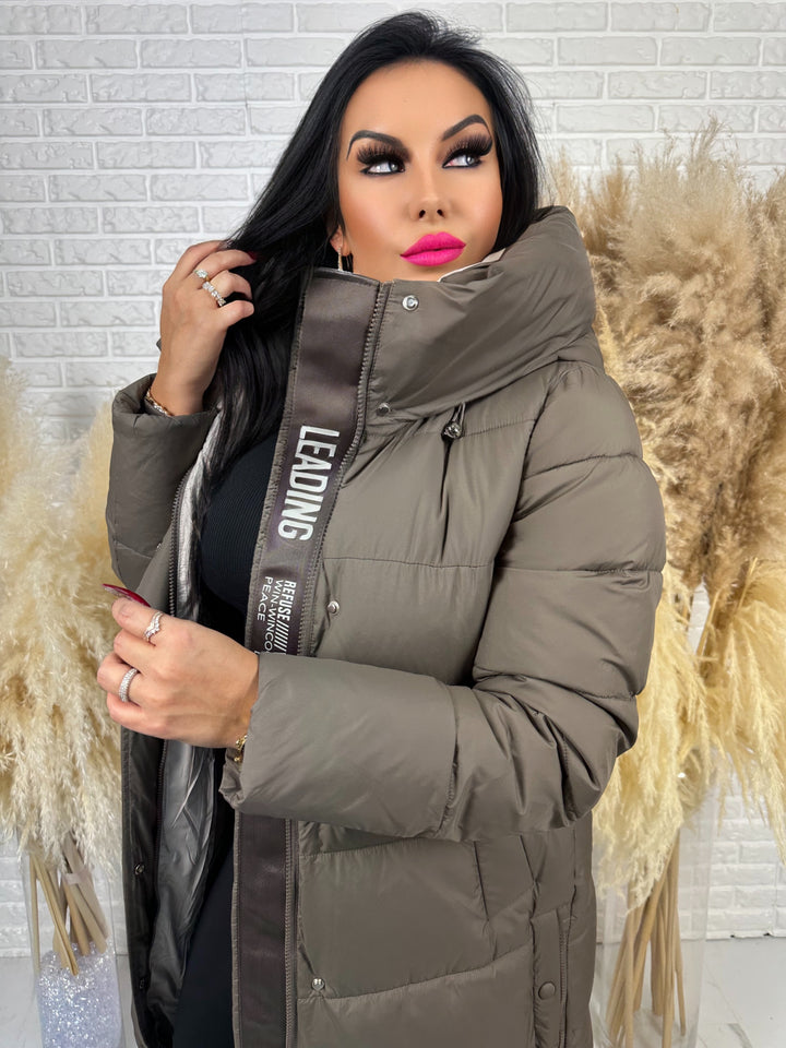 Kurtka zimowa BIANCA - długa, bardzo ciepła, pikowana z kapturem