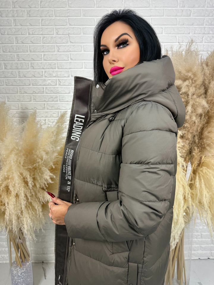 Kurtka zimowa BIANCA - długa, bardzo ciepła, pikowana z kapturem