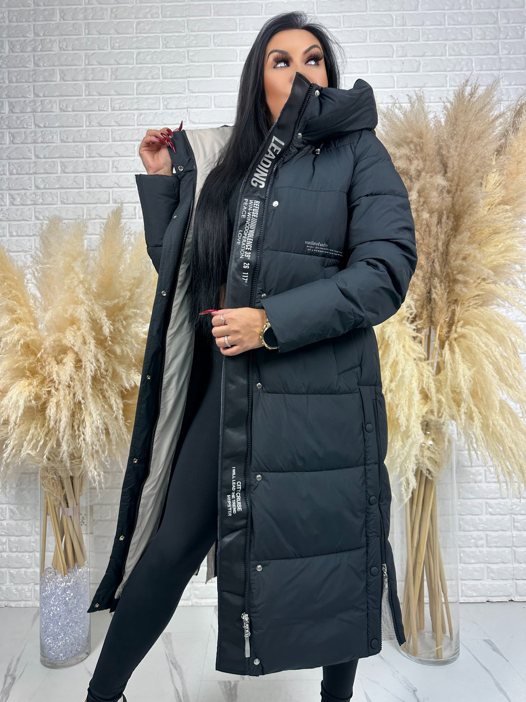 Kurtka zimowa BIANCA - długa, bardzo ciepła, pikowana z kapturem