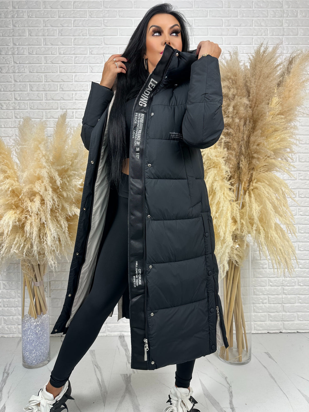 Kurtka zimowa BIANCA - długa, bardzo ciepła, pikowana z kapturem