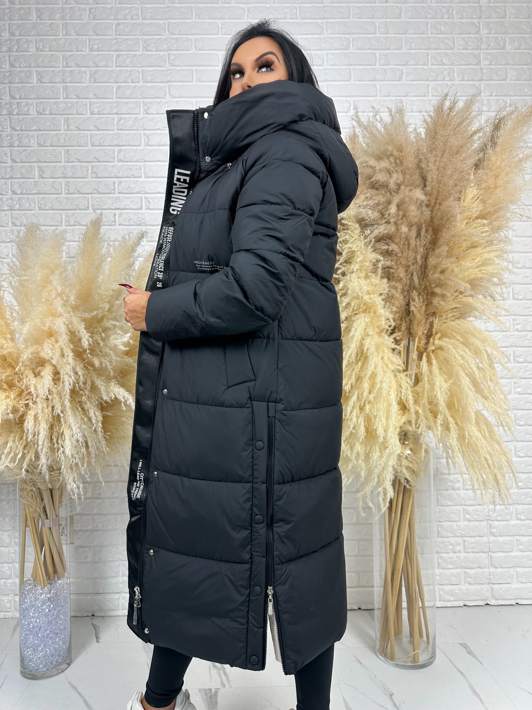 Kurtka zimowa BIANCA - długa, bardzo ciepła, pikowana z kapturem