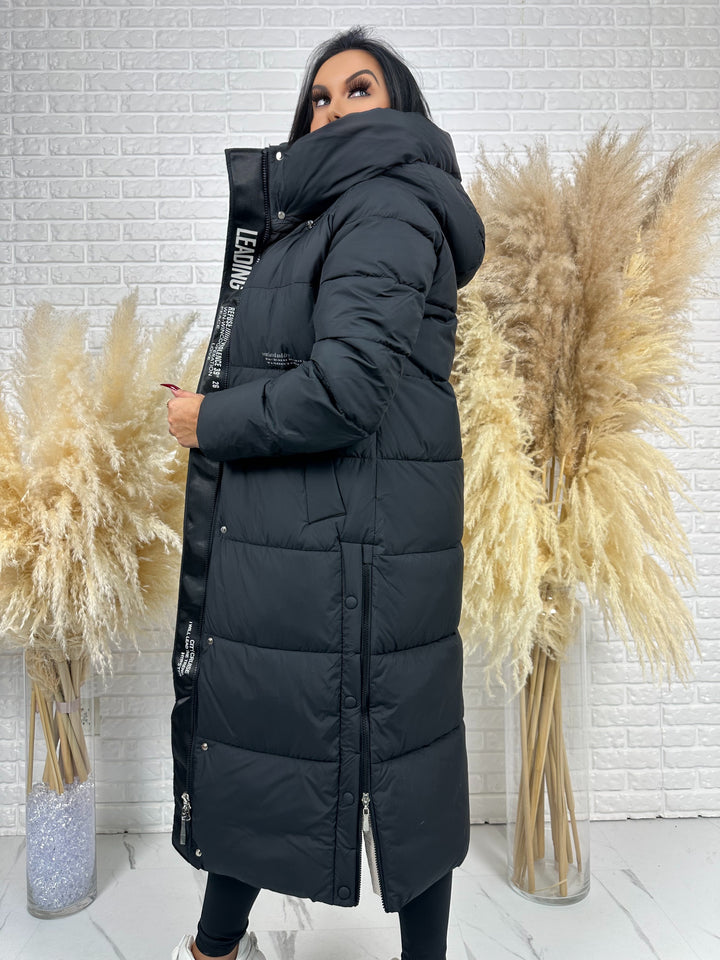 Kurtka zimowa BIANCA - długa, bardzo ciepła, pikowana z kapturem