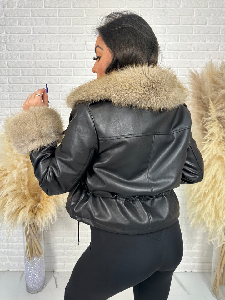 Kurtka GLAM HIDE - ocieplona kożuszkiem, rękawy i kołnierz z futerkiem
