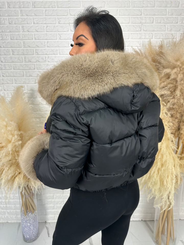 Kurtka zimowa CHICA PUFF - krótka kurtka z odpinanym futerkiem