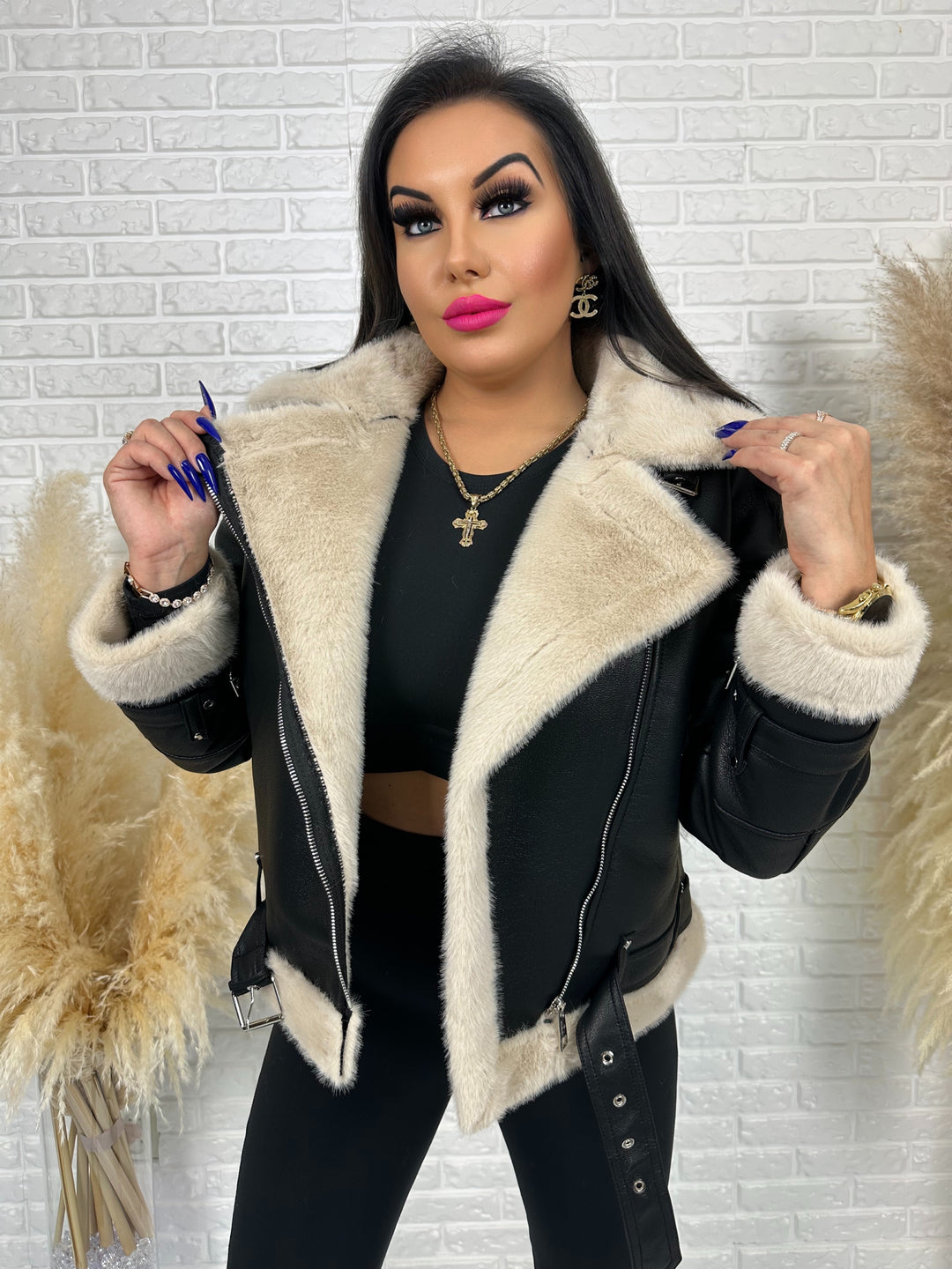 Kurtka ramoneska ocieplana futrem Klaudia