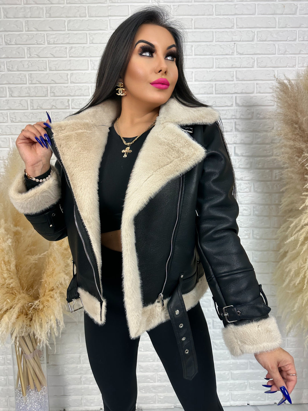 Kurtka ramoneska ocieplana futrem Klaudia