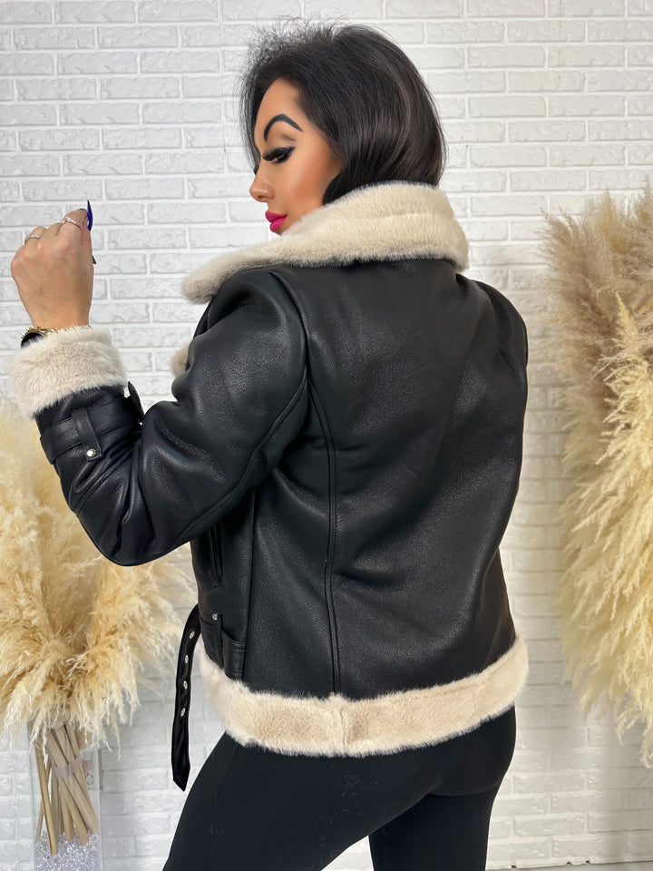 Kurtka ramoneska ocieplana futrem Klaudia