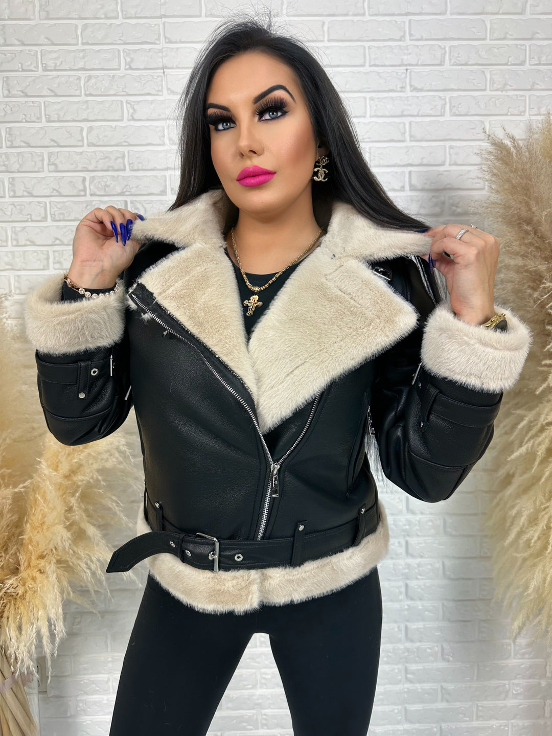 Kurtka ramoneska ocieplana futrem Klaudia