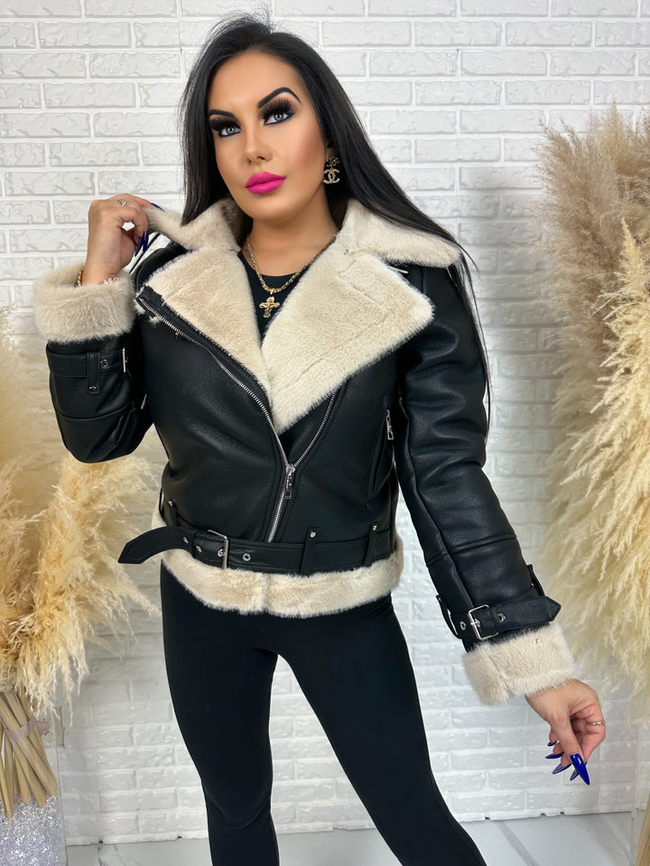 Kurtka ramoneska ocieplana futrem Klaudia