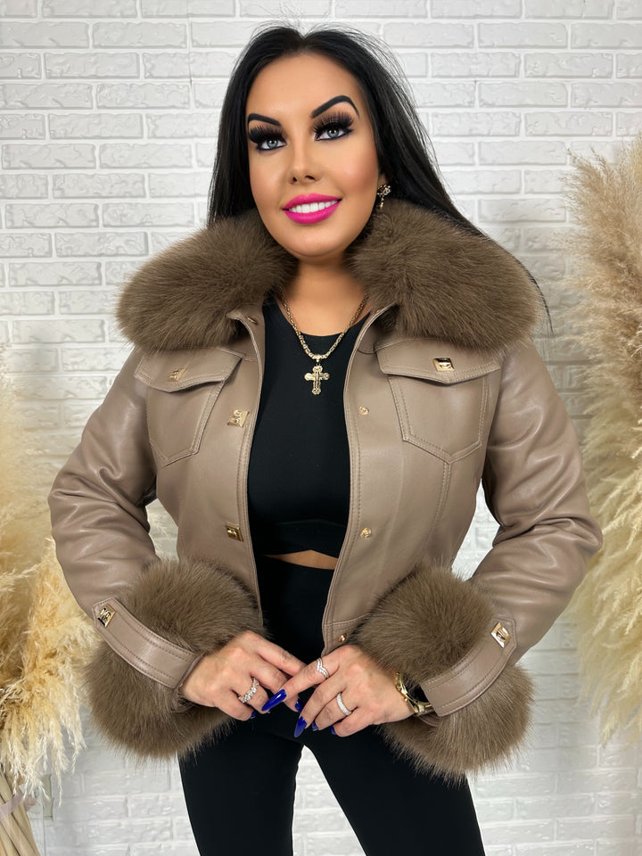 Kurtka HILMA – eko skóra, futro odpinane