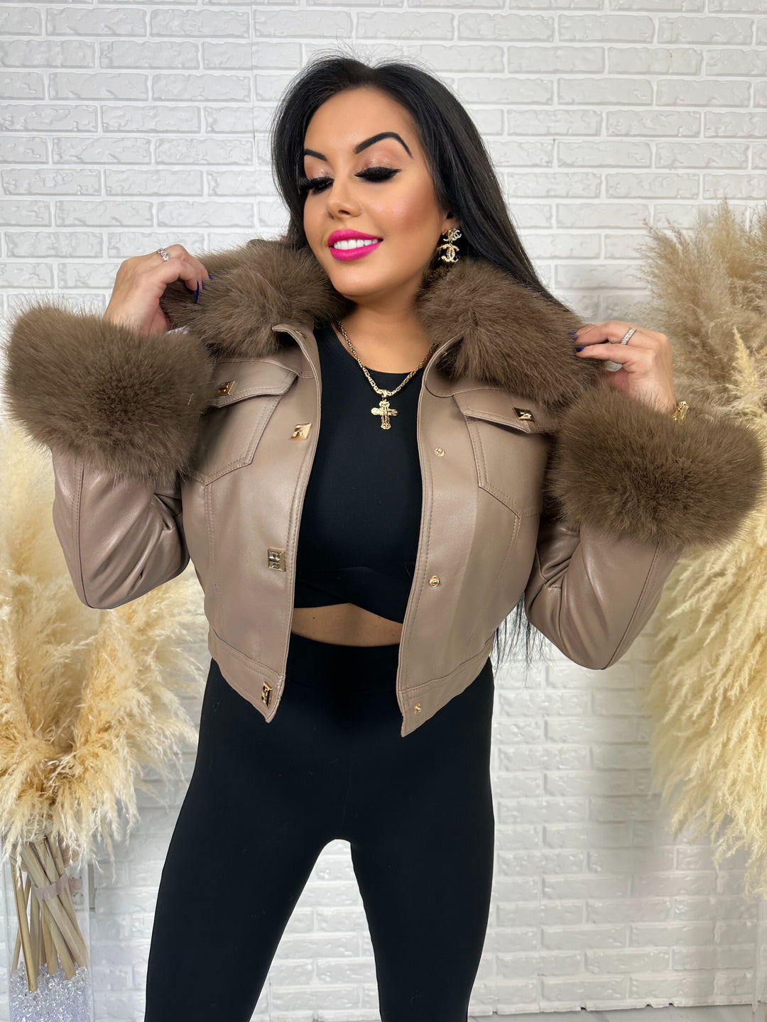 Kurtka HILMA – eko skóra, futro odpinane