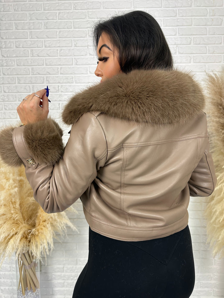 Kurtka HILMA – eko skóra, futro odpinane