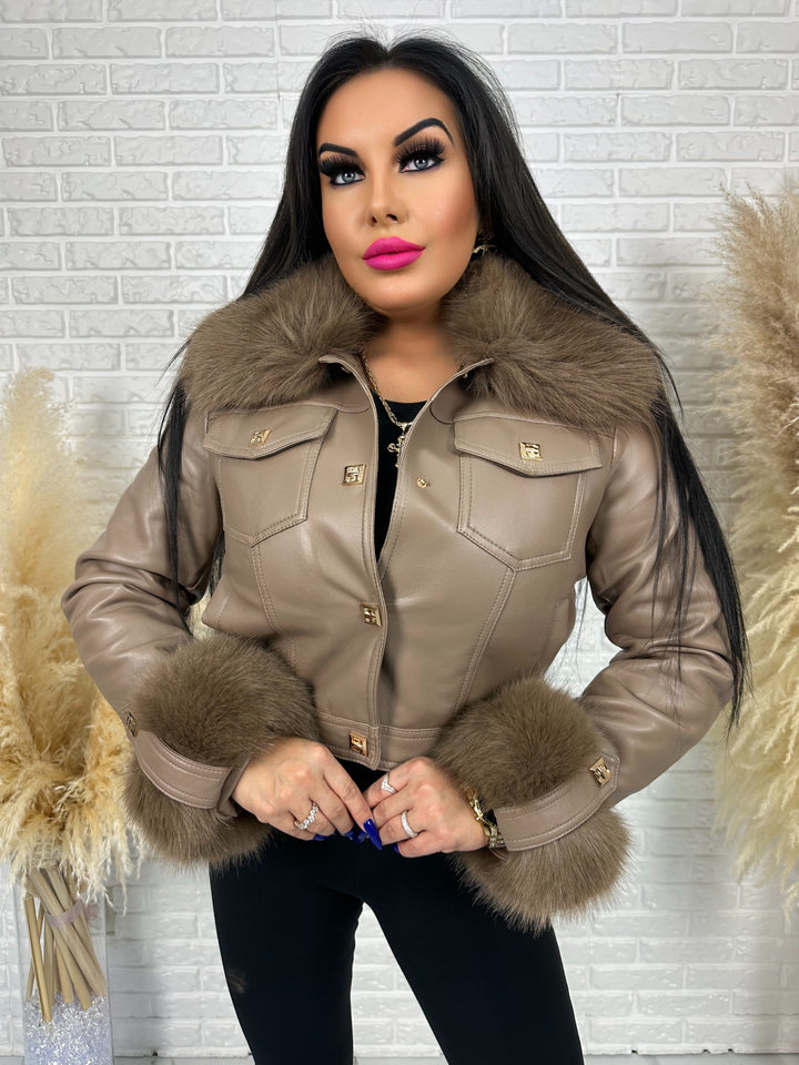 Kurtka HILMA – eko skóra, futro odpinane