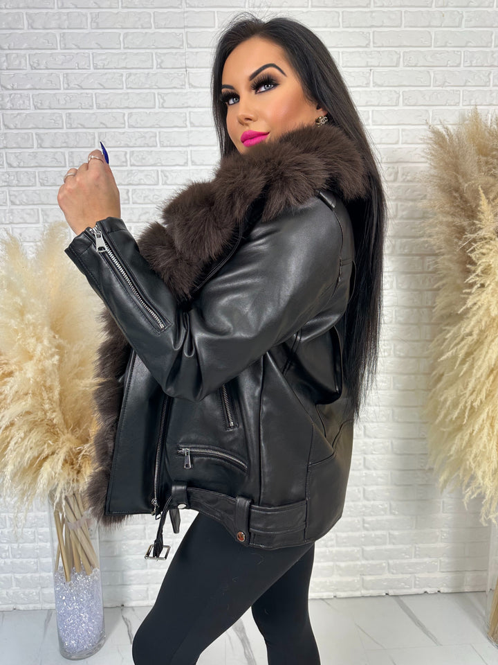 Kurtka WINTER LUX - ocieplana w środku z dużym futerkiem