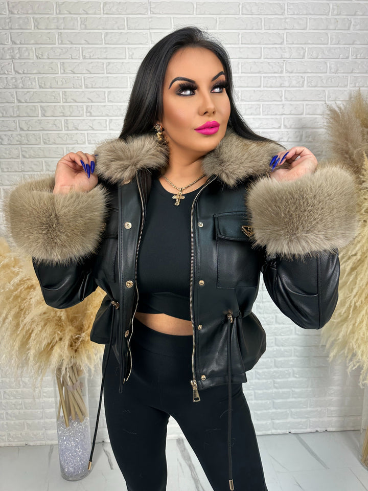 Kurtka GLAM HIDE - ocieplona kożuszkiem, rękawy i kołnierz z futerkiem