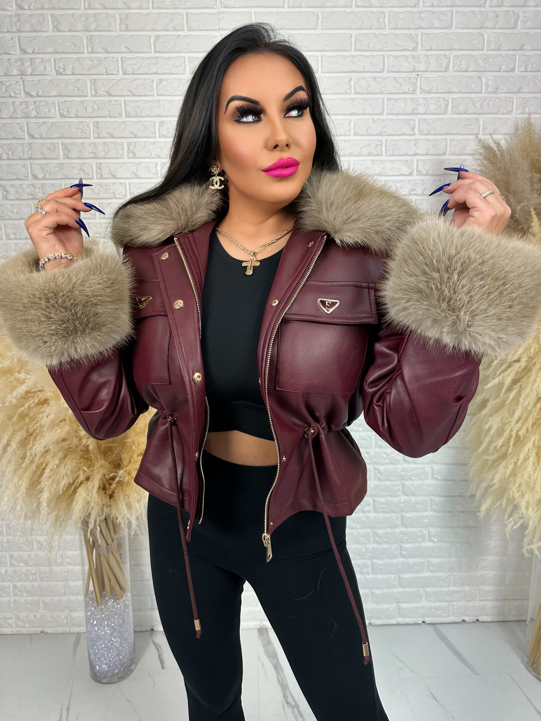 Kurtka GLAM HIDE - ocieplona kożuszkiem, rękawy i kołnierz z futerkiem