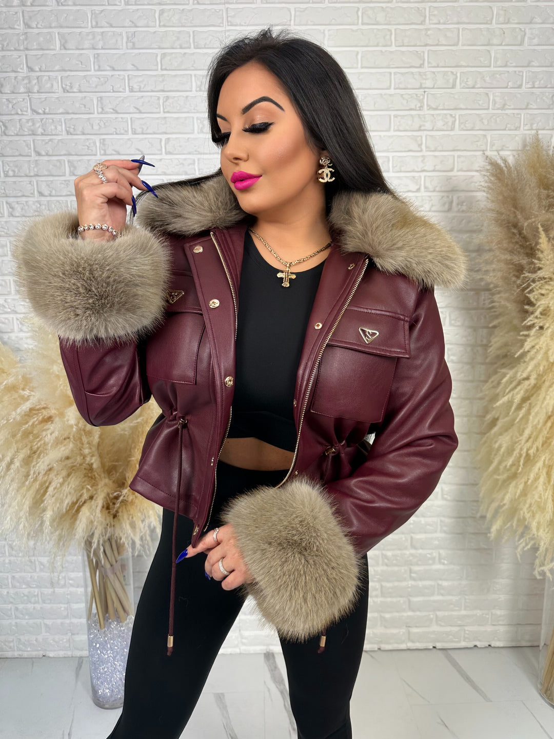 Kurtka GLAM HIDE - ocieplona kożuszkiem, rękawy i kołnierz z futerkiem