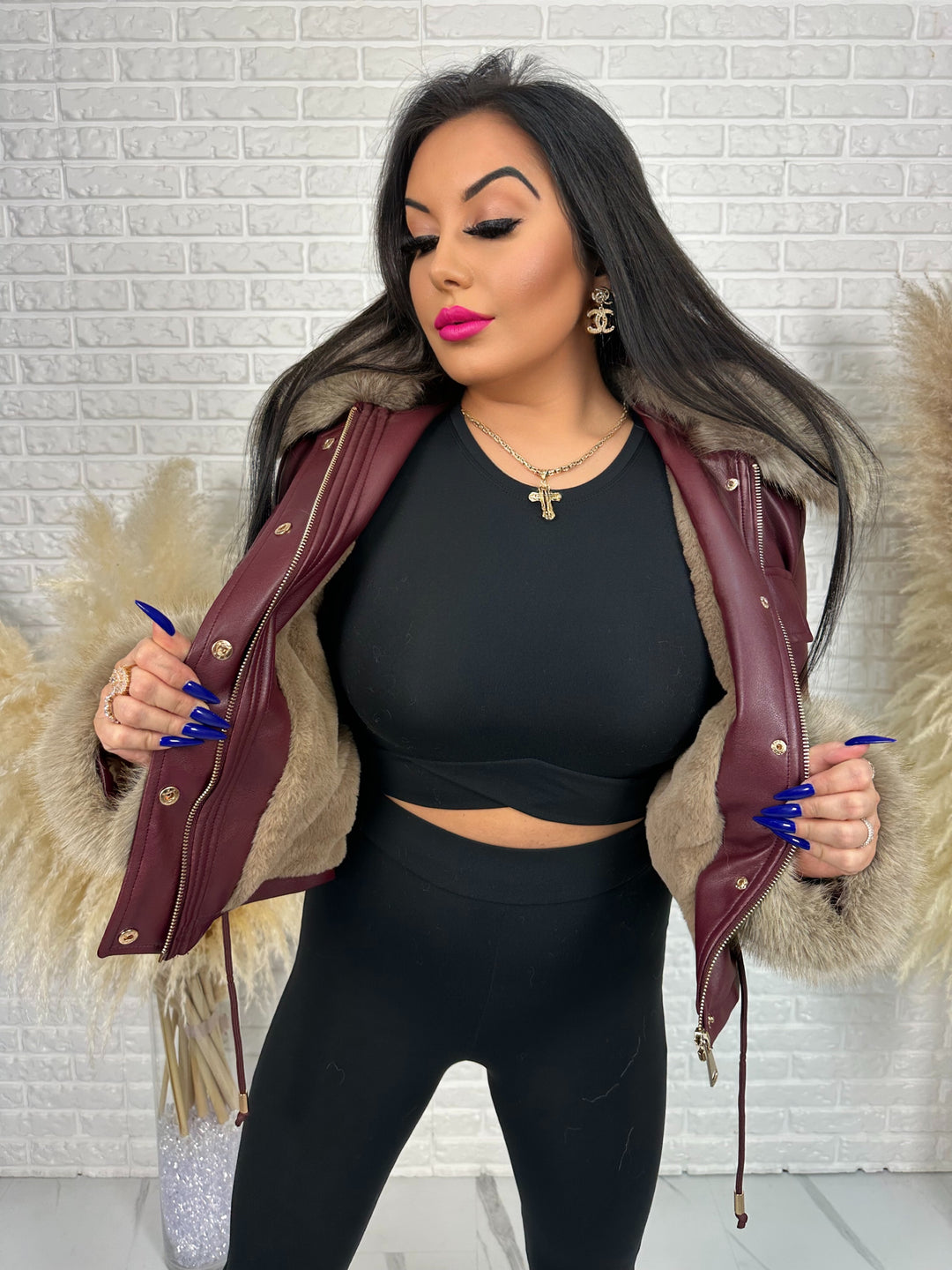 Kurtka GLAM HIDE - ocieplona kożuszkiem, rękawy i kołnierz z futerkiem