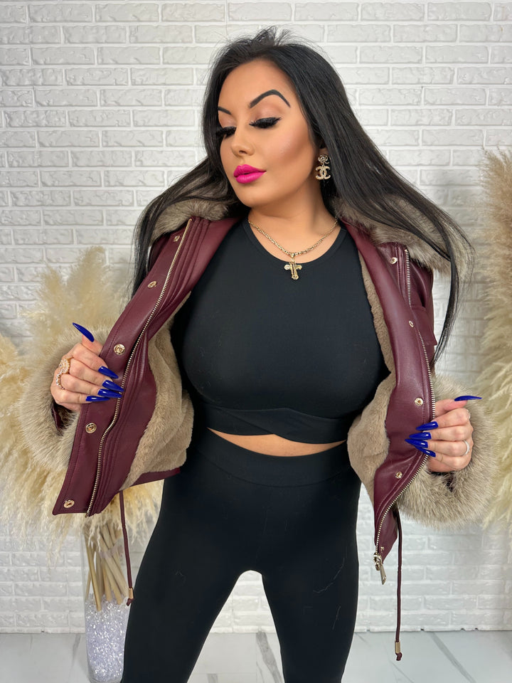 Kurtka GLAM HIDE - ocieplona kożuszkiem, rękawy i kołnierz z futerkiem