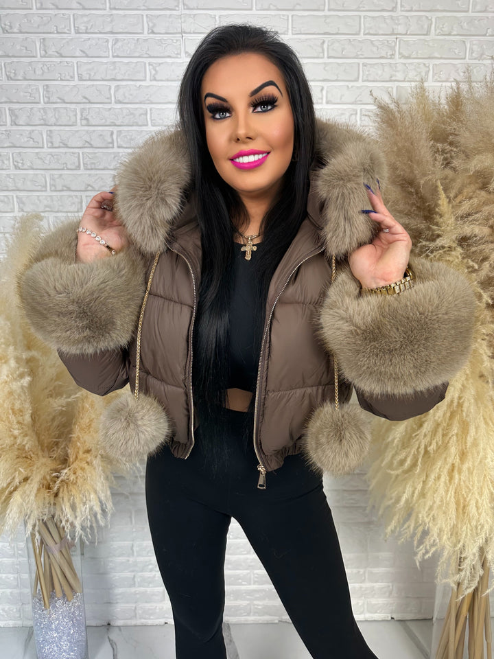 Kurtka zimowa CHICA PUFF - krótka kurtka z odpinanym futerkiem