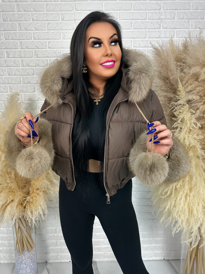 Kurtka zimowa CHICA PUFF - krótka kurtka z odpinanym futerkiem