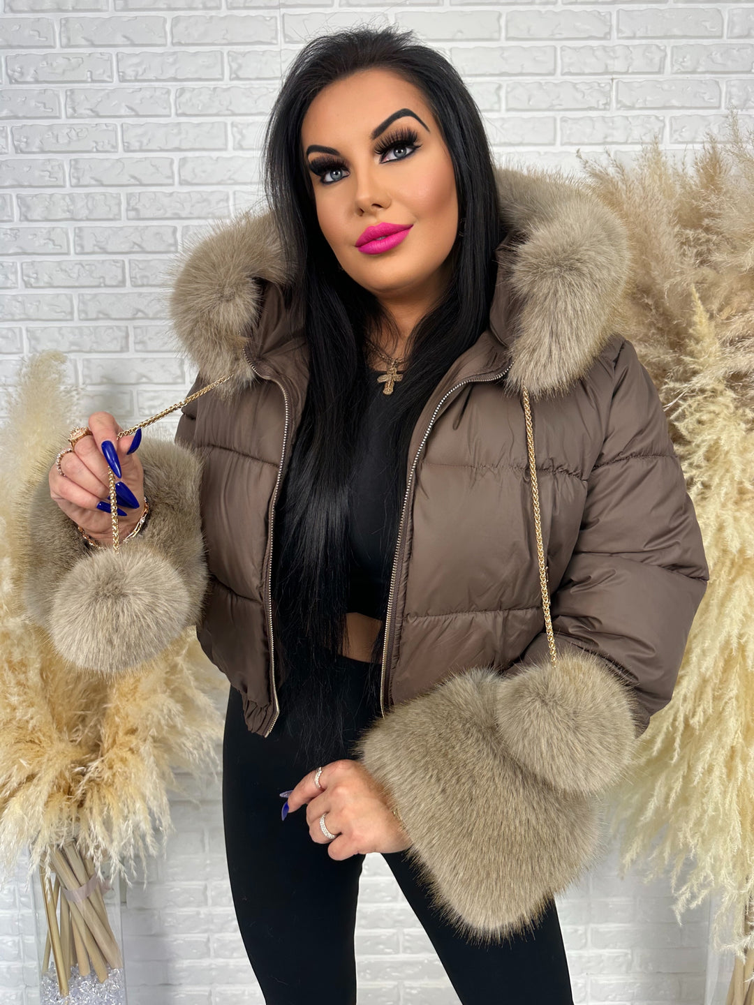 Kurtka zimowa CHICA PUFF - krótka kurtka z odpinanym futerkiem