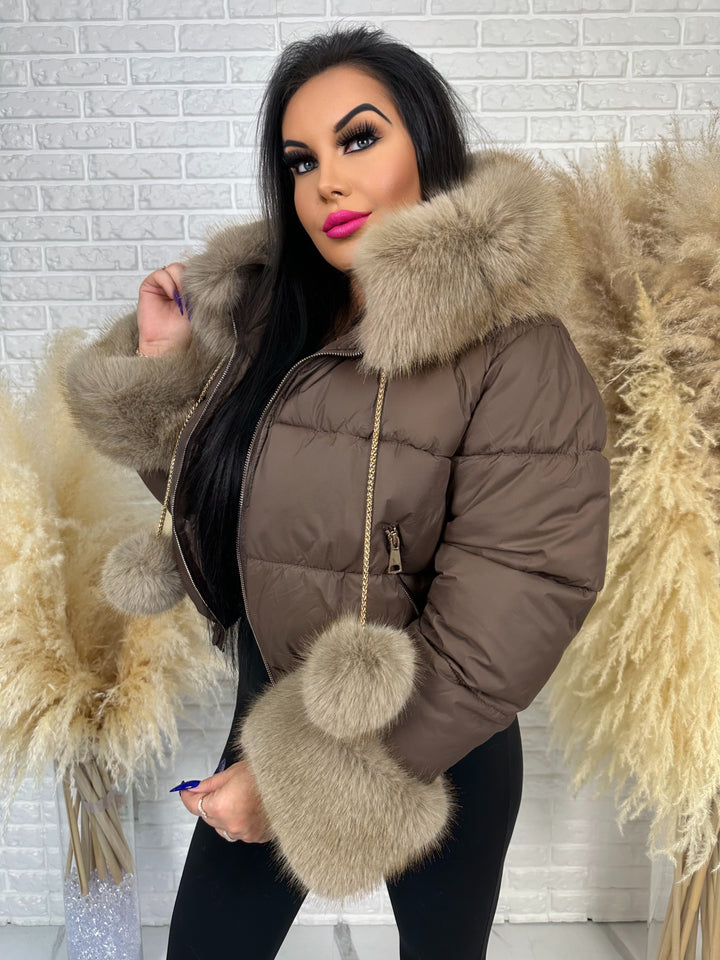 Kurtka zimowa CHICA PUFF - krótka kurtka z odpinanym futerkiem