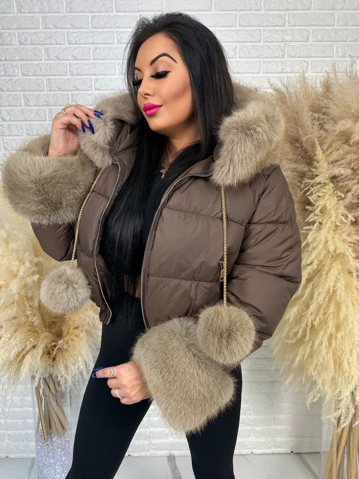 Kurtka zimowa CHICA PUFF - krótka kurtka z odpinanym futerkiem