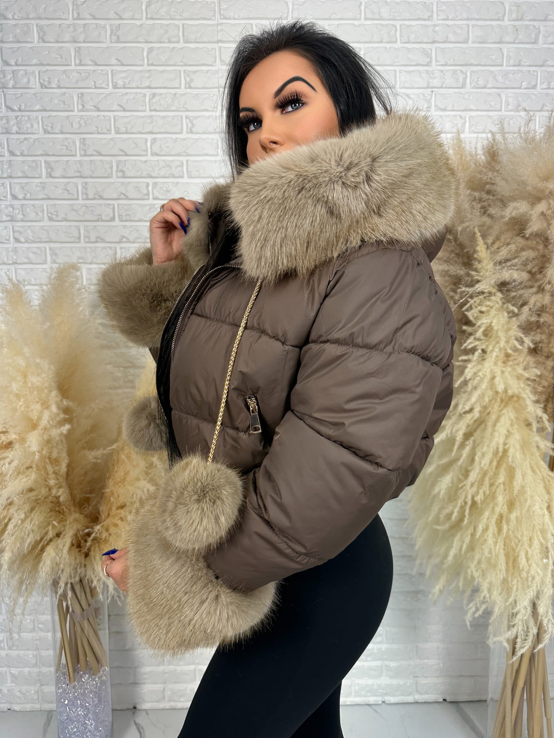 Kurtka zimowa CHICA PUFF - krótka kurtka z odpinanym futerkiem