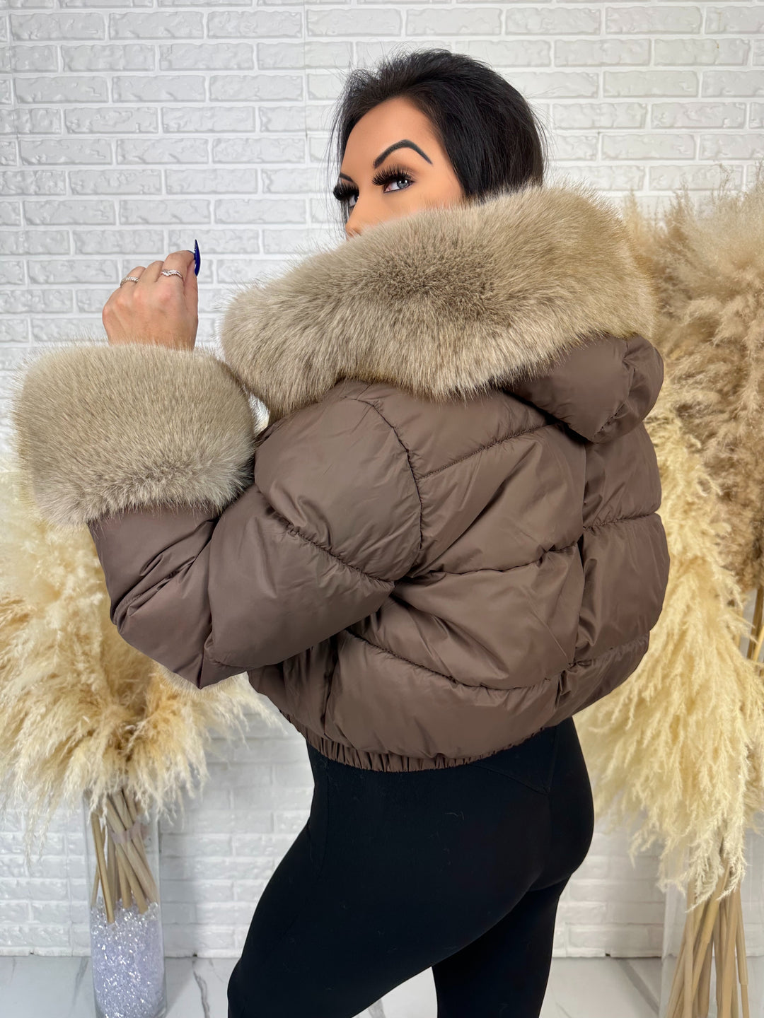 Kurtka zimowa CHICA PUFF - krótka kurtka z odpinanym futerkiem