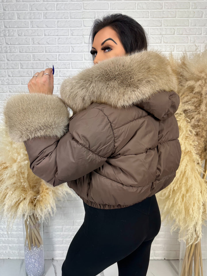 Kurtka zimowa CHICA PUFF - krótka kurtka z odpinanym futerkiem