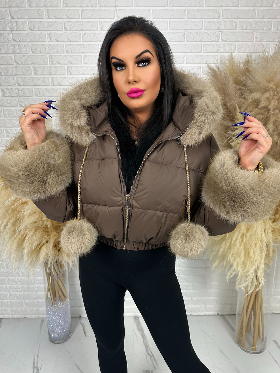 Kurtka zimowa CHICA PUFF - krótka kurtka z odpinanym futerkiem