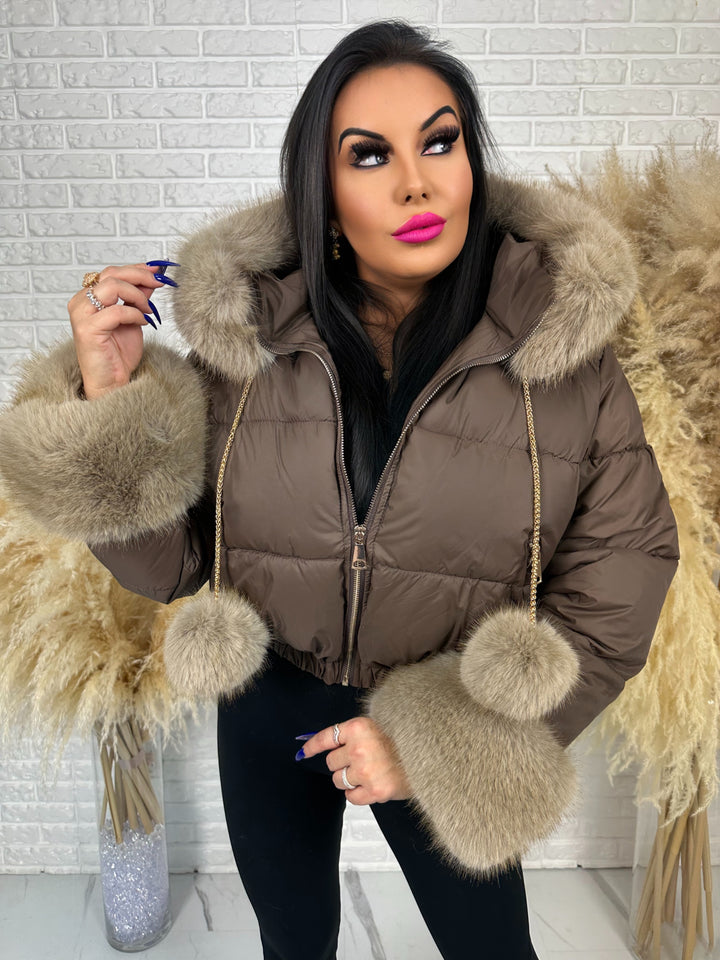 Kurtka zimowa CHICA PUFF - krótka kurtka z odpinanym futerkiem