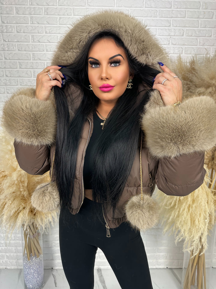 Kurtka zimowa CHICA PUFF - krótka kurtka z odpinanym futerkiem