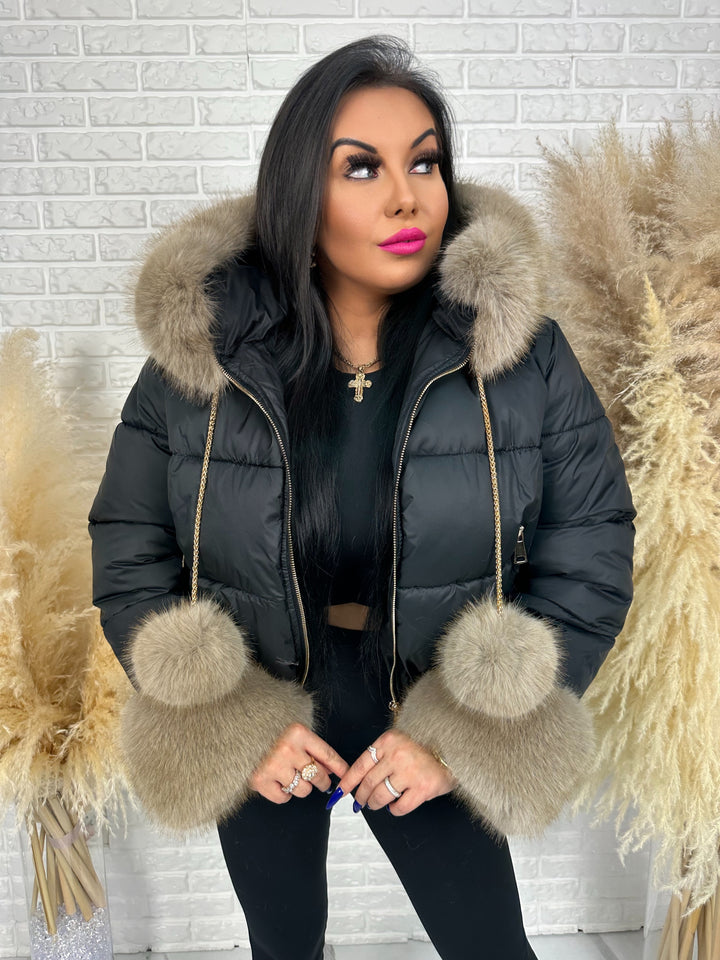 Kurtka zimowa CHICA PUFF - krótka kurtka z odpinanym futerkiem