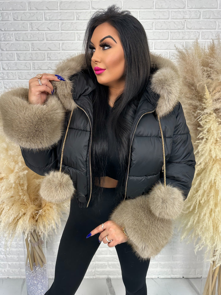 Kurtka zimowa CHICA PUFF - krótka kurtka z odpinanym futerkiem