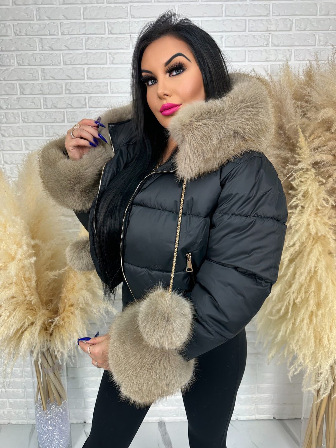 Kurtka zimowa CHICA PUFF - krótka kurtka z odpinanym futerkiem