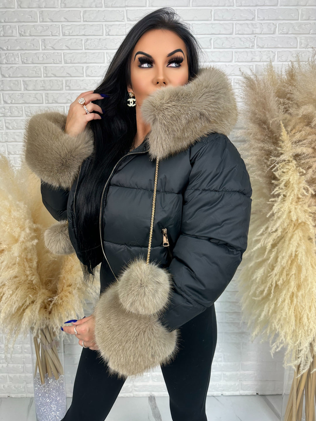 Kurtka zimowa CHICA PUFF - krótka kurtka z odpinanym futerkiem